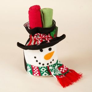 Snowman Towels and Holder Set